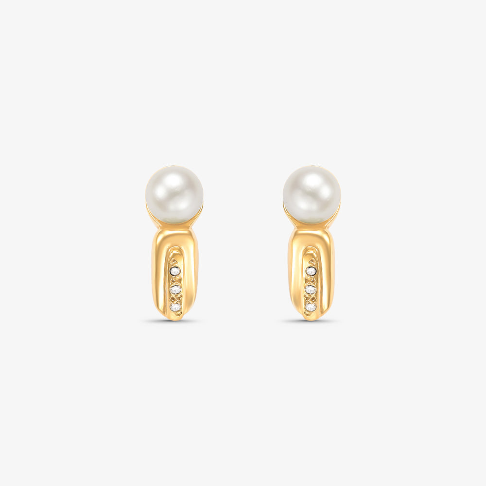 Brinco com Pérola e Diamantes em Ouro Amarelo 18K