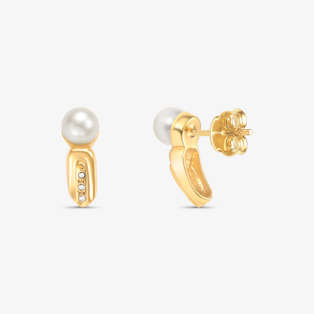 Brinco com Pérola e Diamantes em Ouro Amarelo 18K