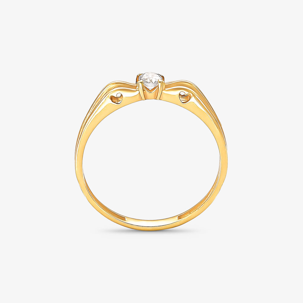 Anel Solitário Mar em Ouro Amarelo 18K