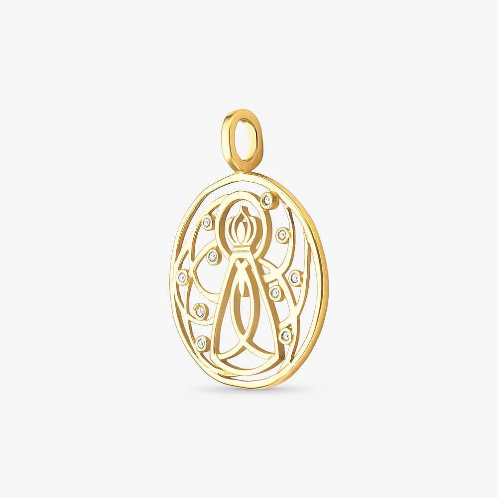 Pingente Nossa Senhora com Diamantes em Ouro Amarelo 18K