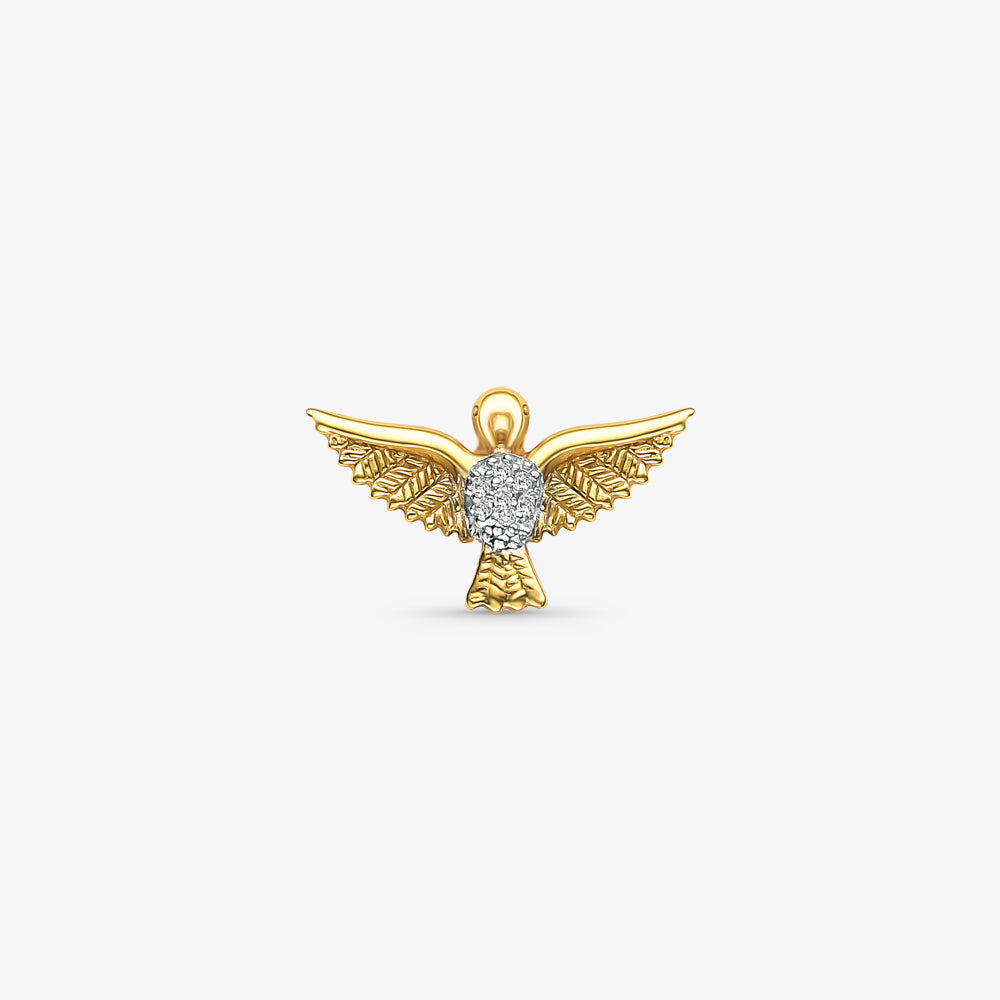 Pingente Divino Espírito Santo com Diamantes Naturais em Ouro Amarelo 18K