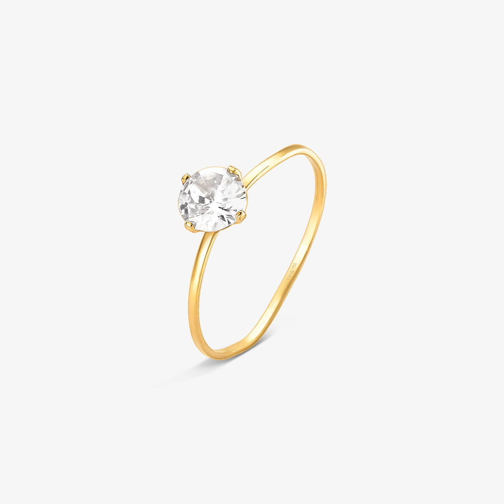 Anel Solitário UNI em Ouro Amarelo 18K