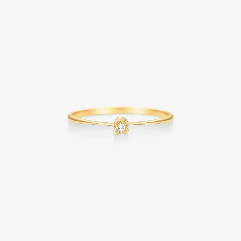 Anel Solitário One em Ouro Amarelo 18K com Diamante 0,02CT