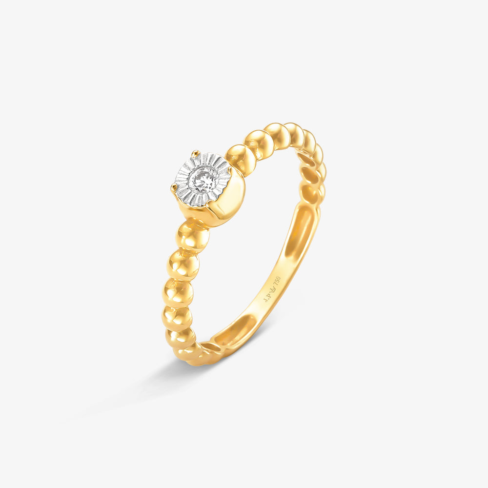 Anel Solitário Niva em Ouro Amarelo 18K