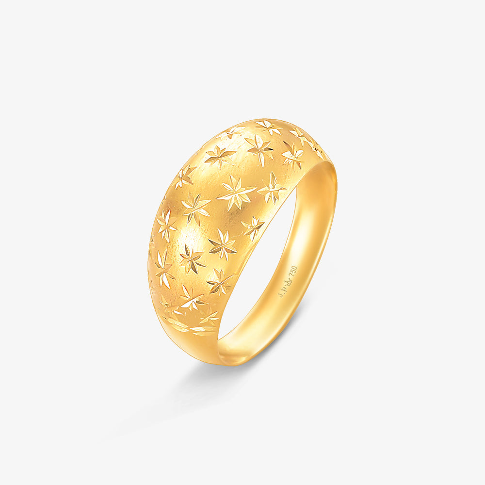 Anel Estrelas Estamparia em Ouro Amarelo 18K