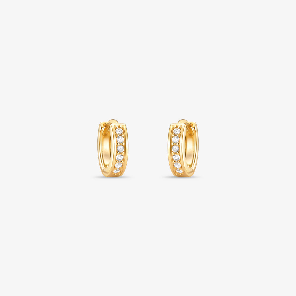 Brinco Argola P com Pedras em Ouro Amarelo 18K
