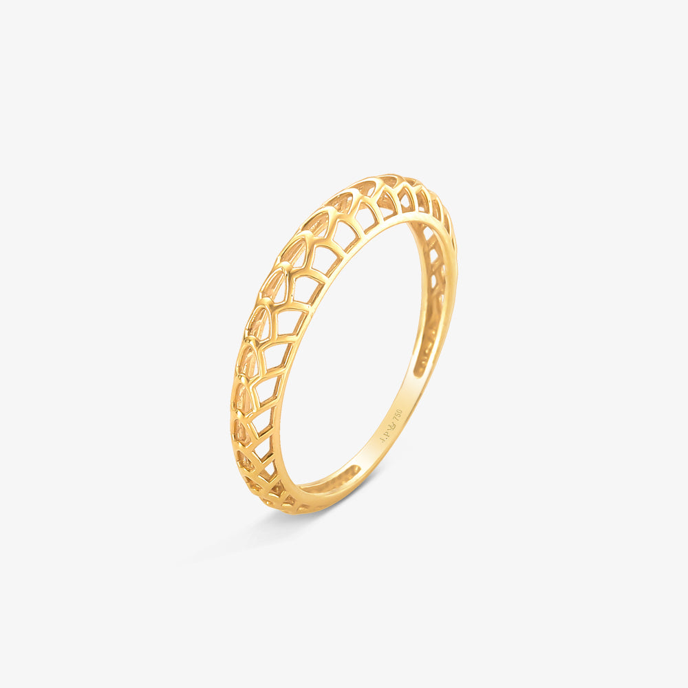 Anel Pavê Vazado em Ouro Amarelo 18K