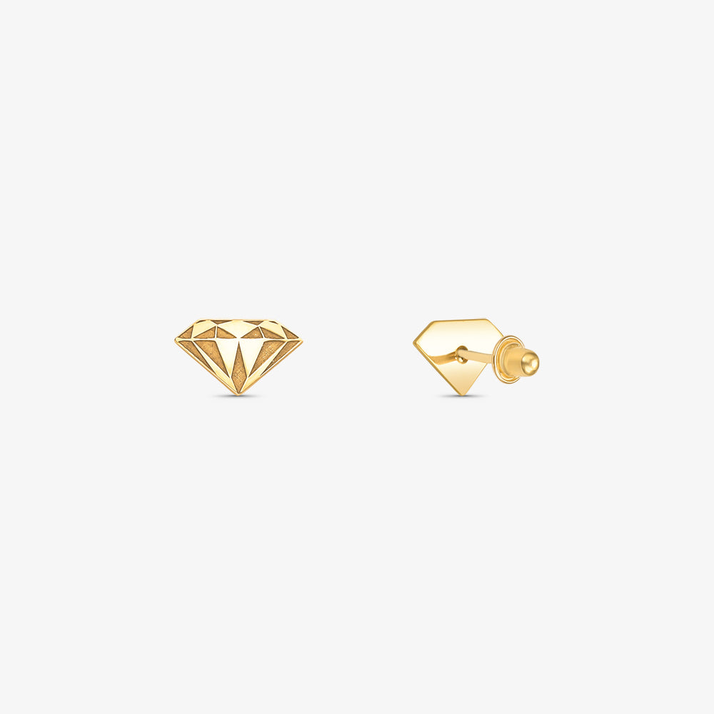 Brinco Diamante Fosco em Ouro Amarelo 18K
