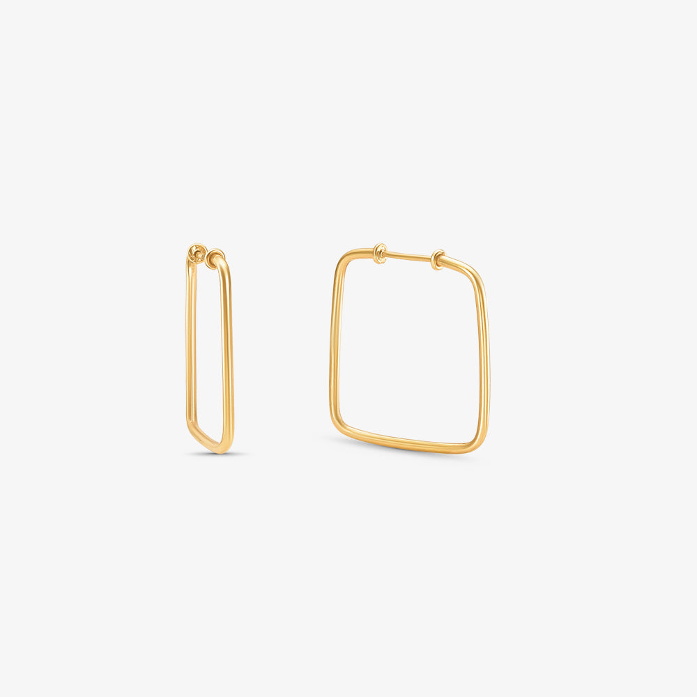 Brinco Argola Quadrada Fio Redondo em Ouro Amarelo 18K