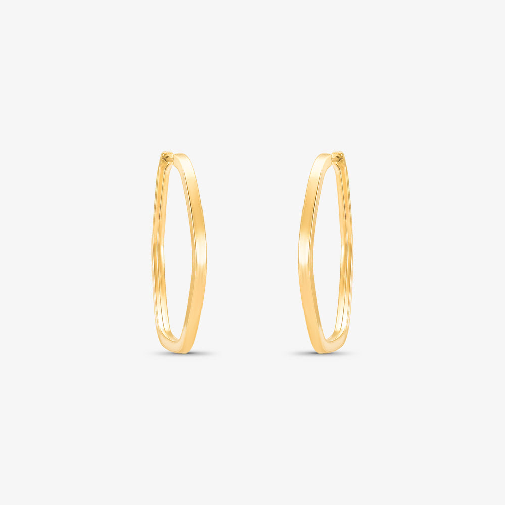 Brinco Argola Sextavada M Fio Quadrado em Ouro Amarelo 18K