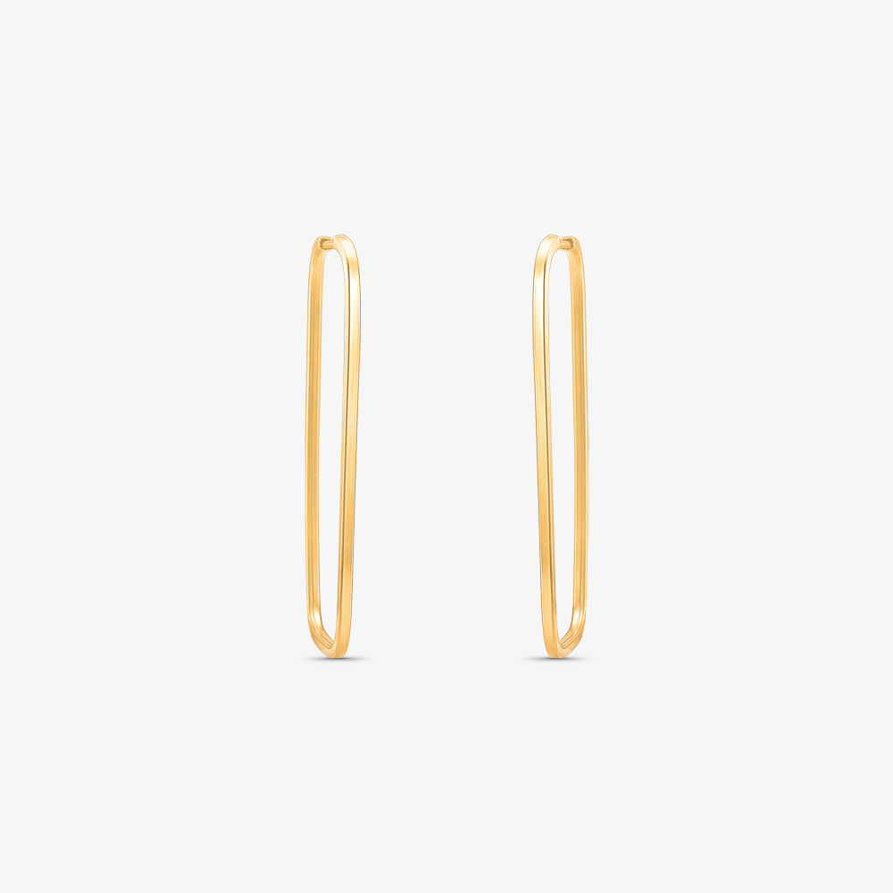 Brinco Argola Retangular e Fio Quadrado em Ouro Amarelo 18K