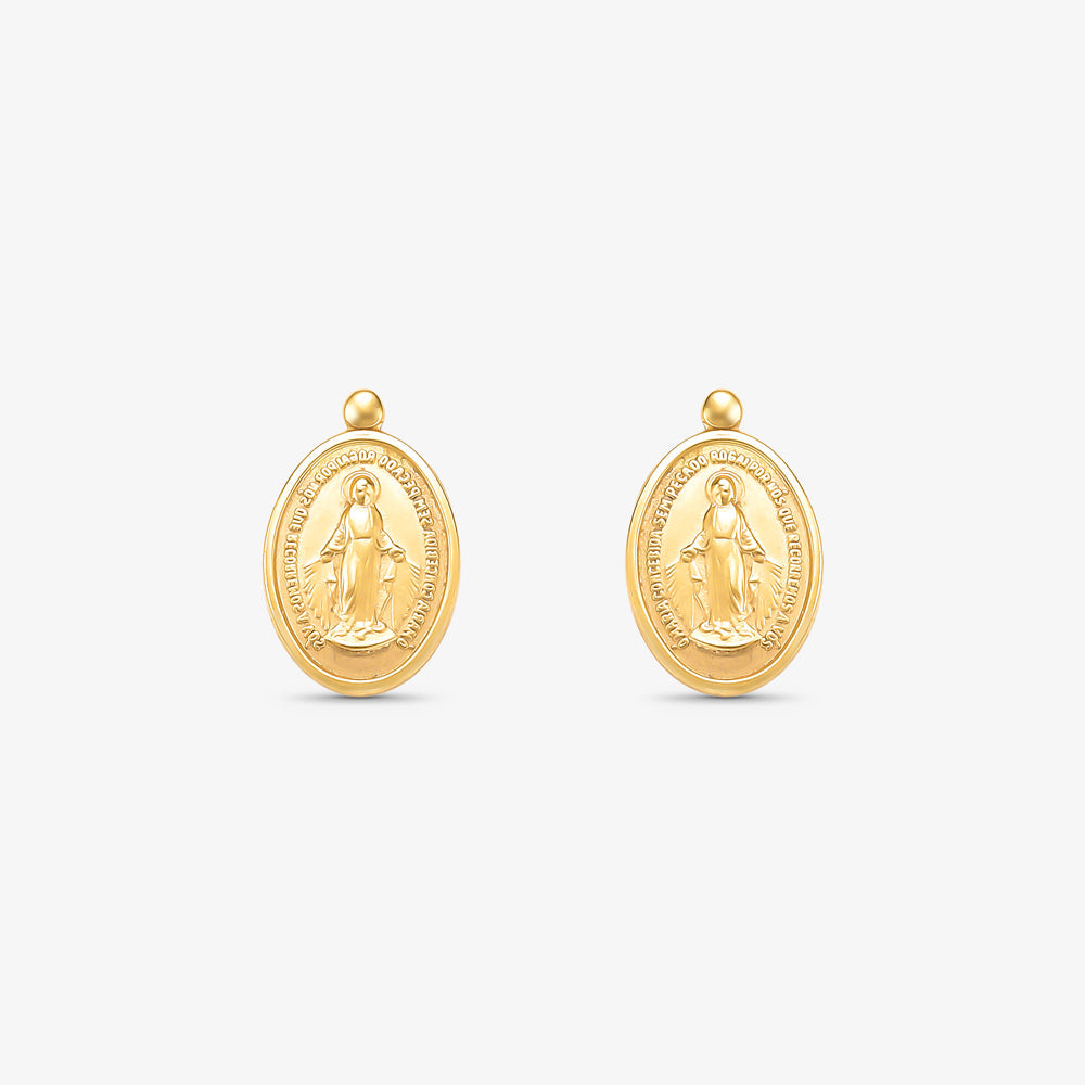 Brinco Medalha N.Sra. das Graças em Ouro Amarelo 18K