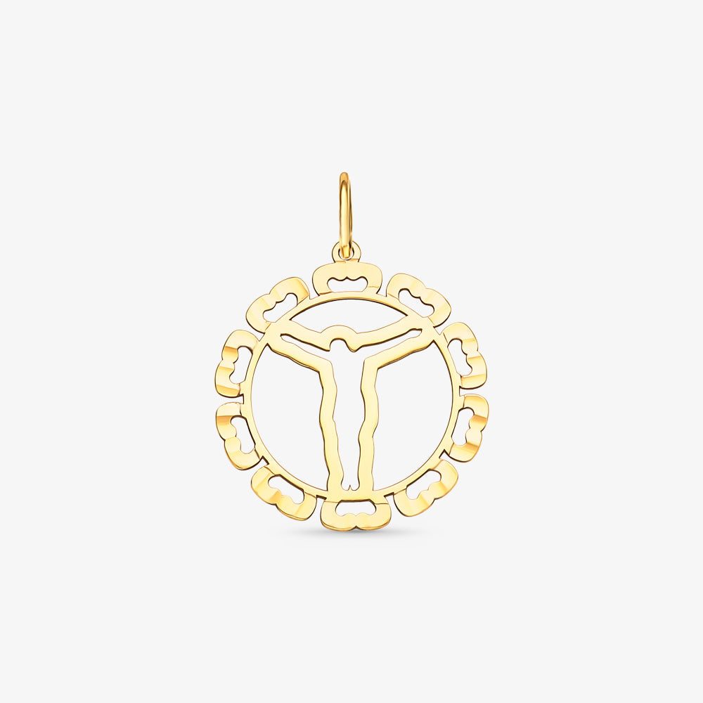 Pingente Cristo Mandala em Ouro Amarelo 18K