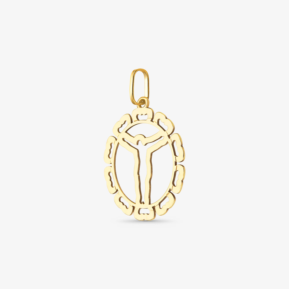 Pingente Cristo Mandala em Ouro Amarelo 18K