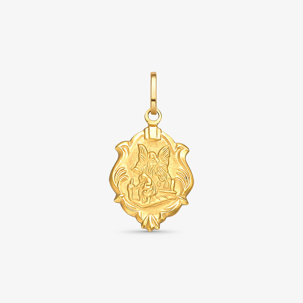 Pingente Medalha Anjo da Guarda em Ouro Amarelo 18K