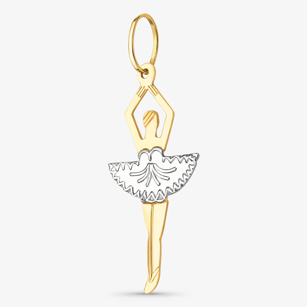 Pingente Bailarina Grande Bicolor em Ouro 18K