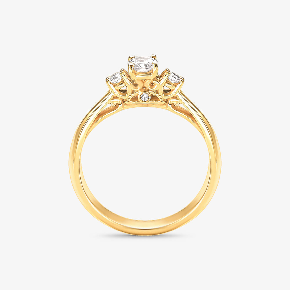 Anel Solitário TRE em Ouro Amarelo 18K