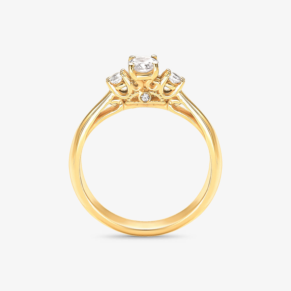 Anel Solitário TRE em Ouro Amarelo 18K