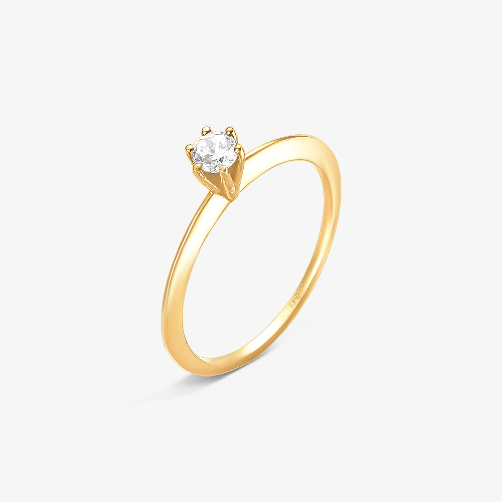 Anel Solitário Sira em Ouro Amarelo 18K