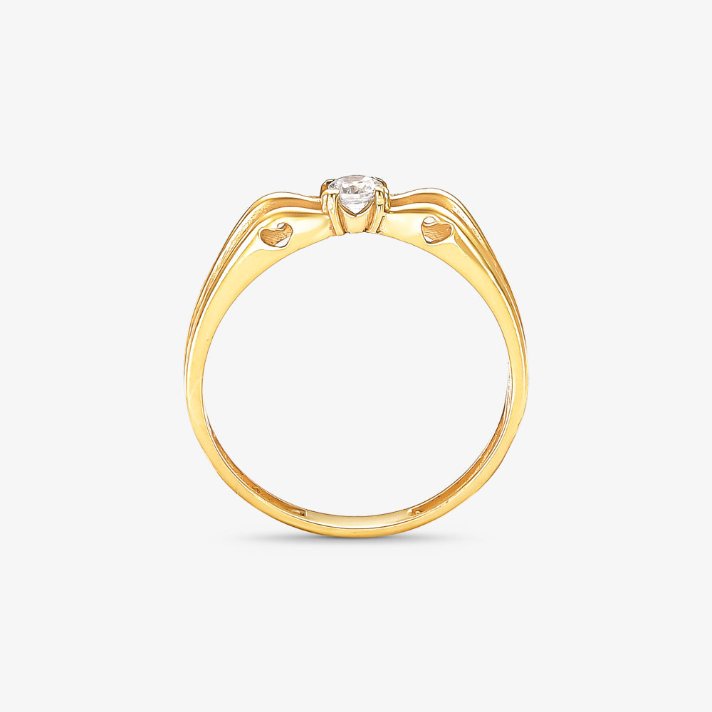 Anel Solitário Lua em Ouro Amarelo 18K