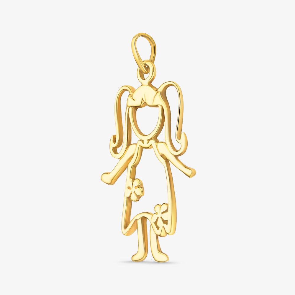 Pingente Menina Vestido em Ouro Amarelo 18K