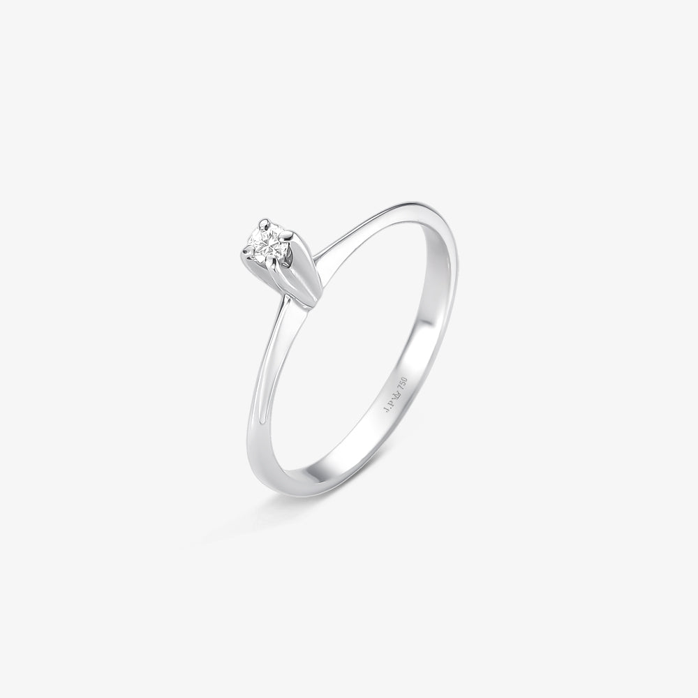 Anel Solitário Laços com Diamante em Ouro Branco 18K