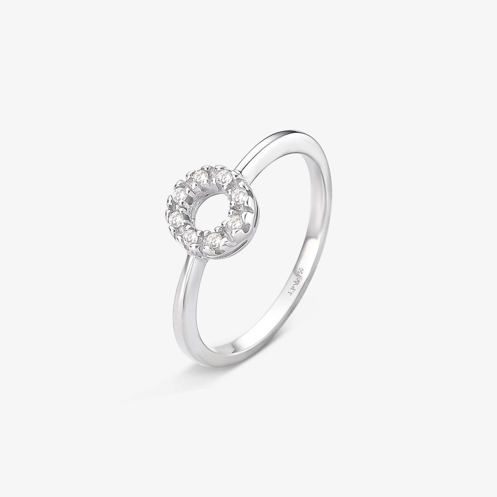 Anel Círculo com Diamantes em Ouro Branco 18K