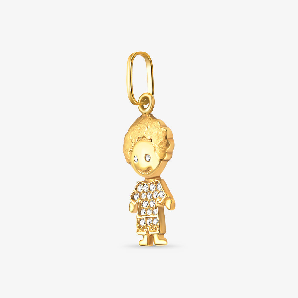 Pingente Menino com Pedras em Ouro Amarelo 18K
