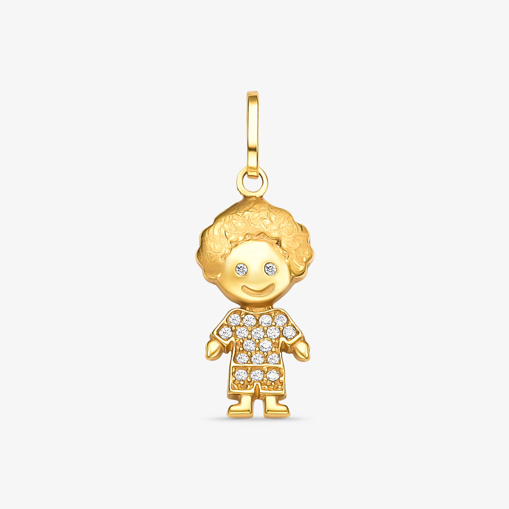Pingente Menino com Pedras em Ouro Amarelo 18K