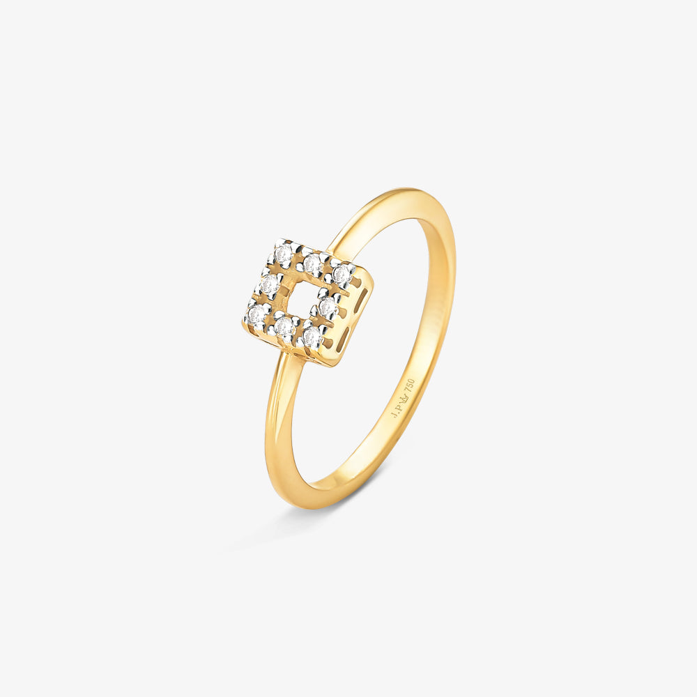 Anel com 8 Diamantes em Ouro Amarelo 18K