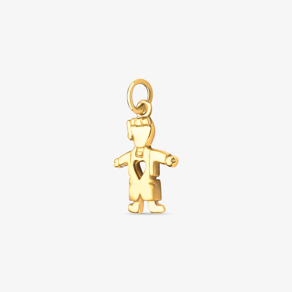 Pingente Menina com Coração Vazado em Ouro Amarelo 18K