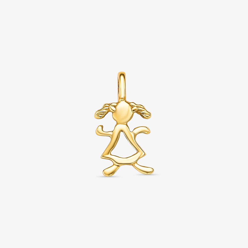 Pingente Menina Vestido em Ouro Amarelo 18K