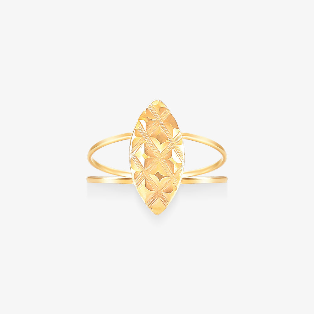 Anel Estamparia V em Ouro Amarelo 18K