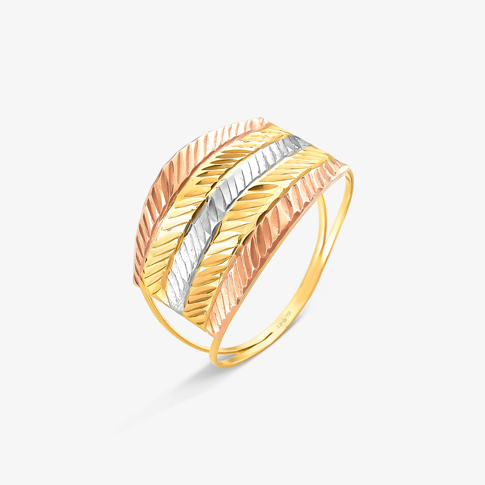 Anel  FIN Estamparia Tricolor em Ouro 18K