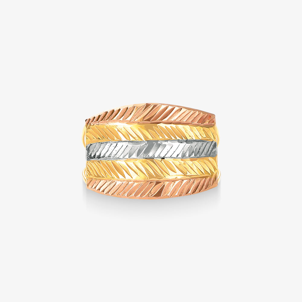 Anel  FIN Estamparia Tricolor em Ouro 18K