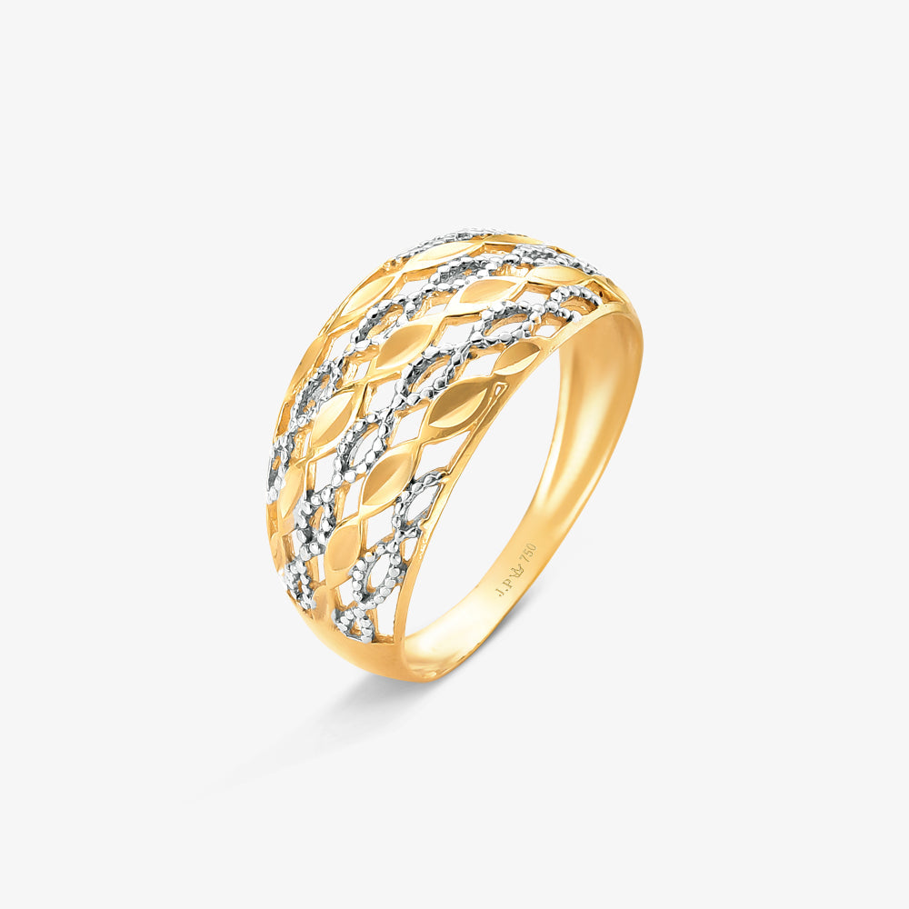 Anel For Estamparia Bicolor em Ouro 18K