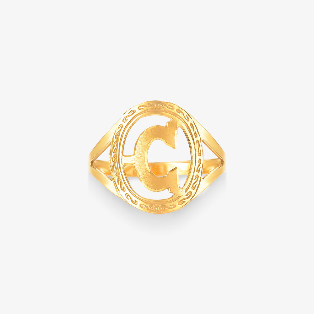 Anel Letra C em Ouro Amarelo 18K