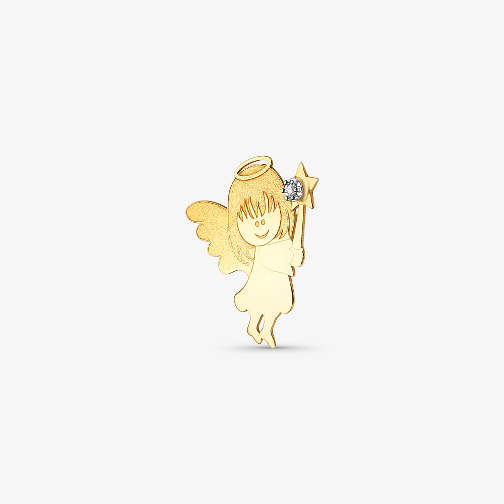 Pingente Anjo com Pedras em Ouro Amarelo 18K