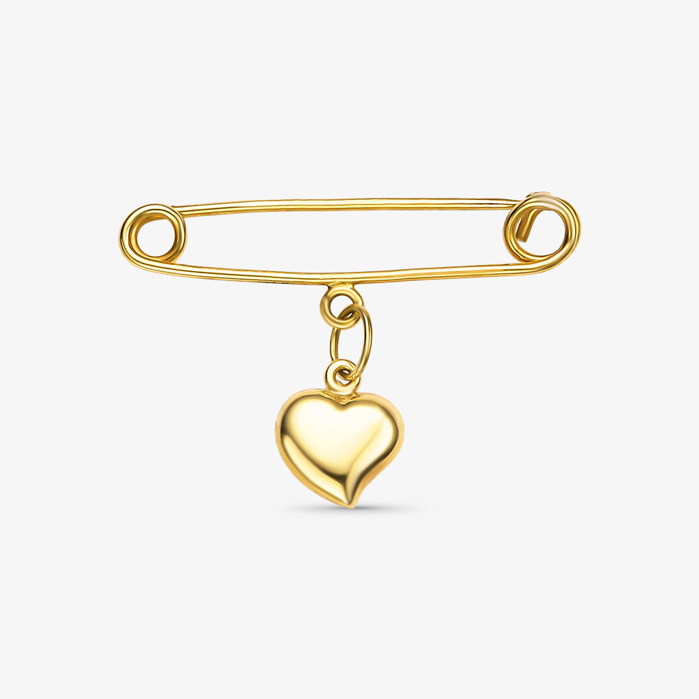 Alfinete Coração em Ouro Amarelo 18K