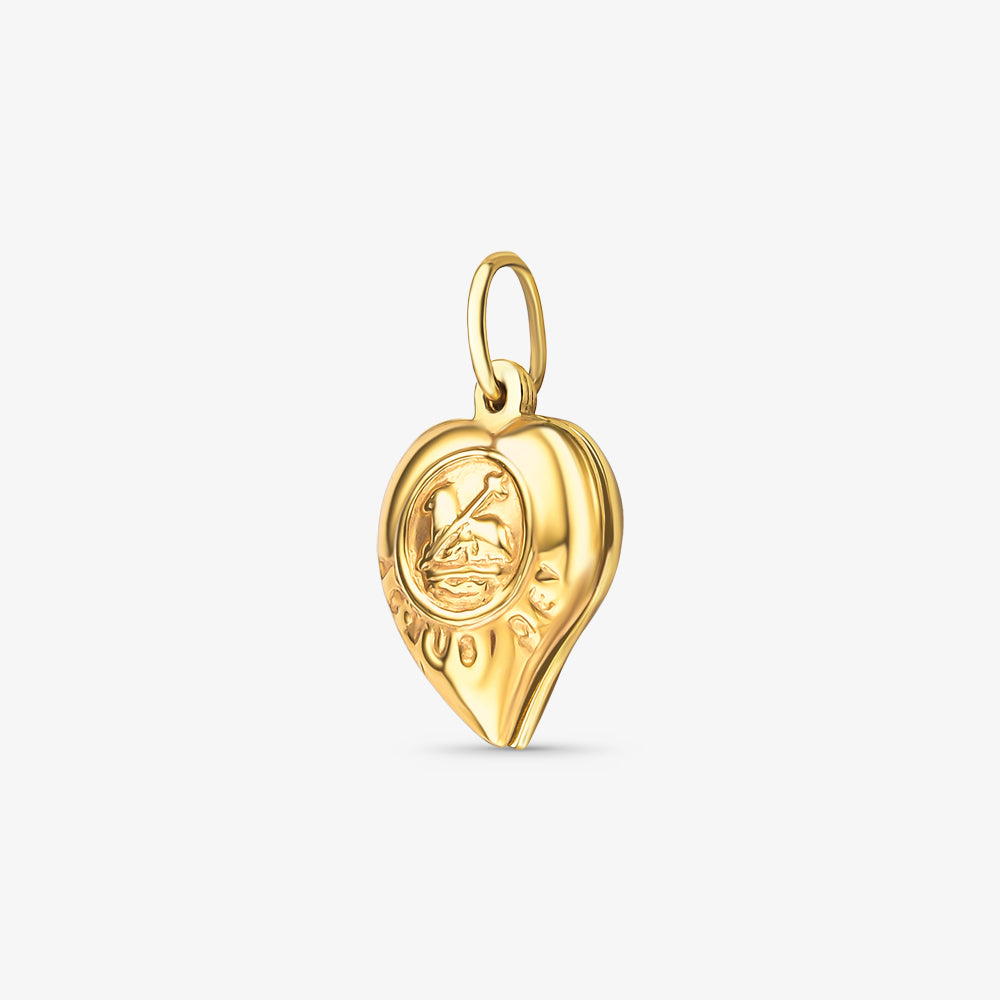 Pingente Agnus Dei com Coração Duplo em Ouro Amarelo 18K