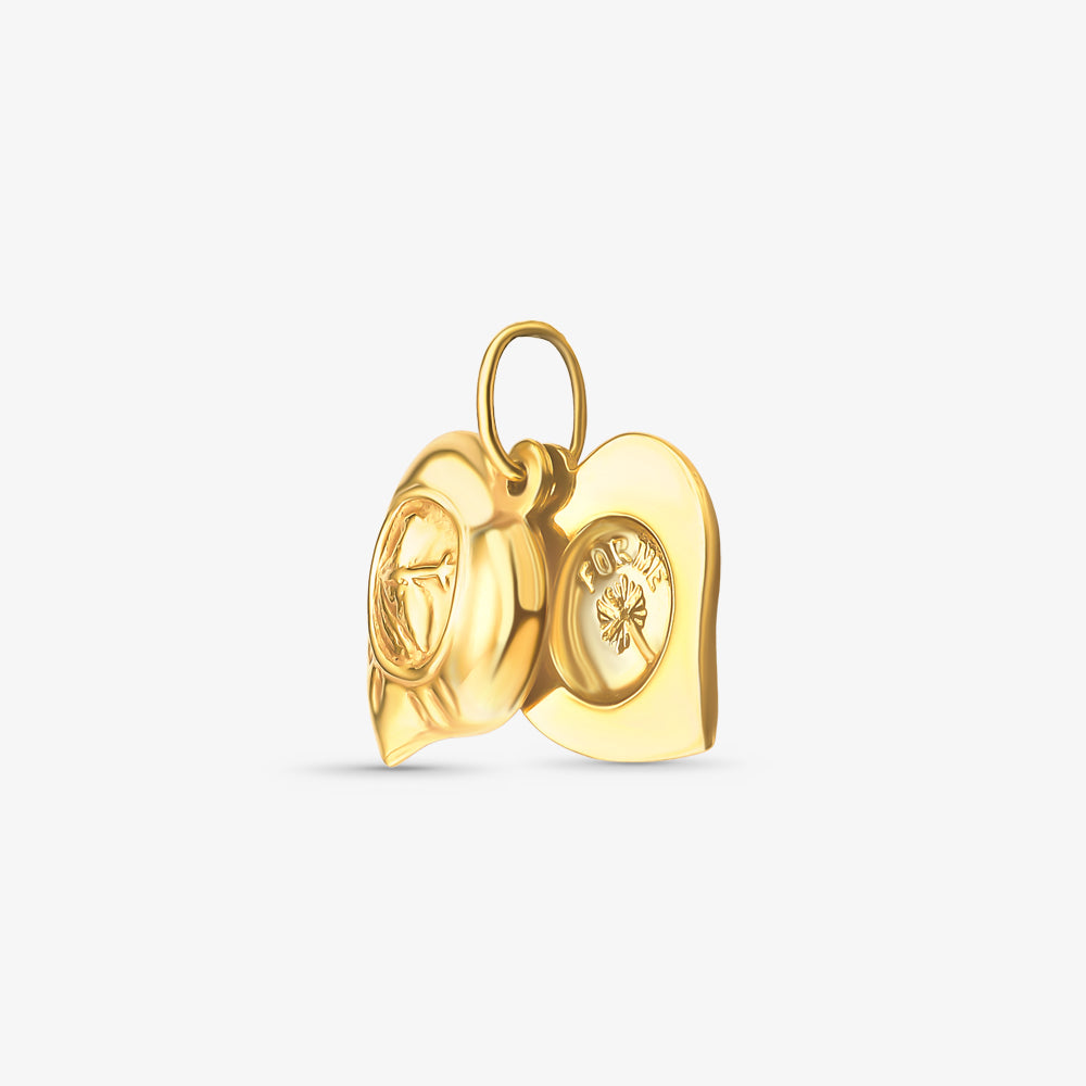 Pingente Agnus Dei com Coração Duplo em Ouro Amarelo 18K