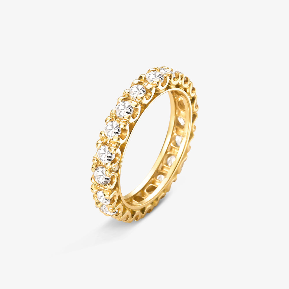 Aliança Glamuor com Diamantes em Ouro Amarelo 18K
