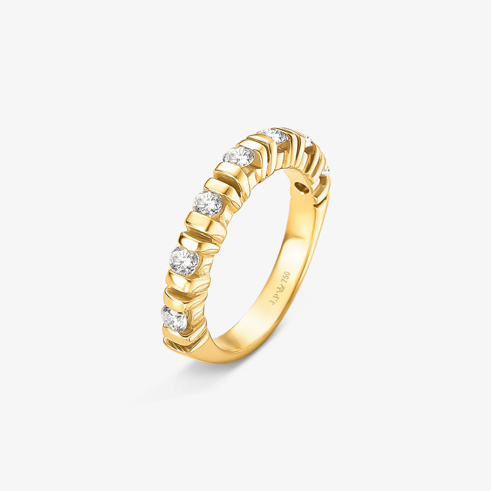 Meia Aliança Laço com Diamantes em Ouro Amarelo 18K
