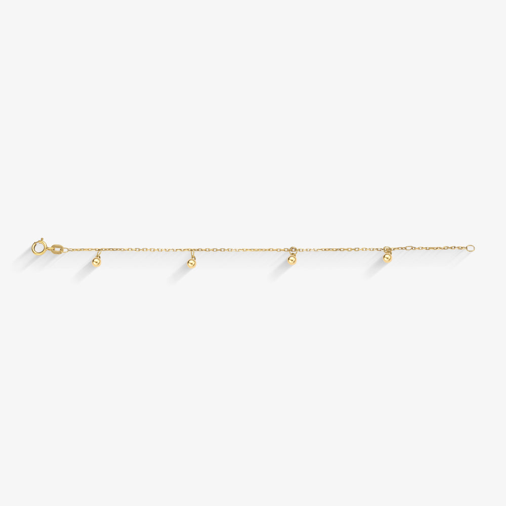 Pulseira 4 Bolas de 3mm em Ouro Amarelo 18K