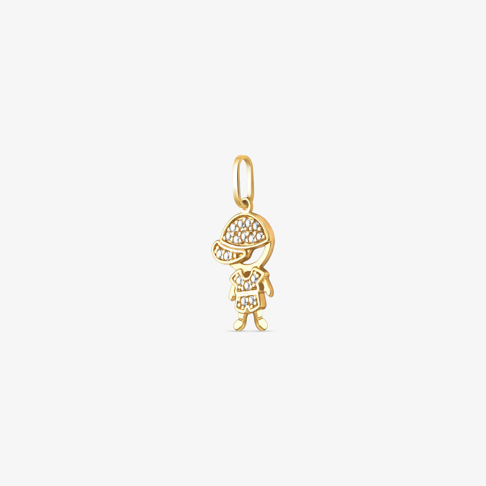 Pingente Menino com Boné em Ouro Amarelo 18K