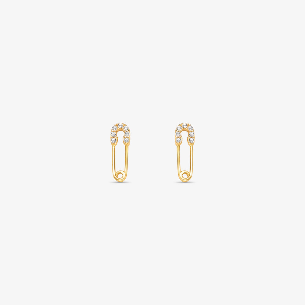 Brinco Alfinete com Pedras em Ouro Amarelo 18K
