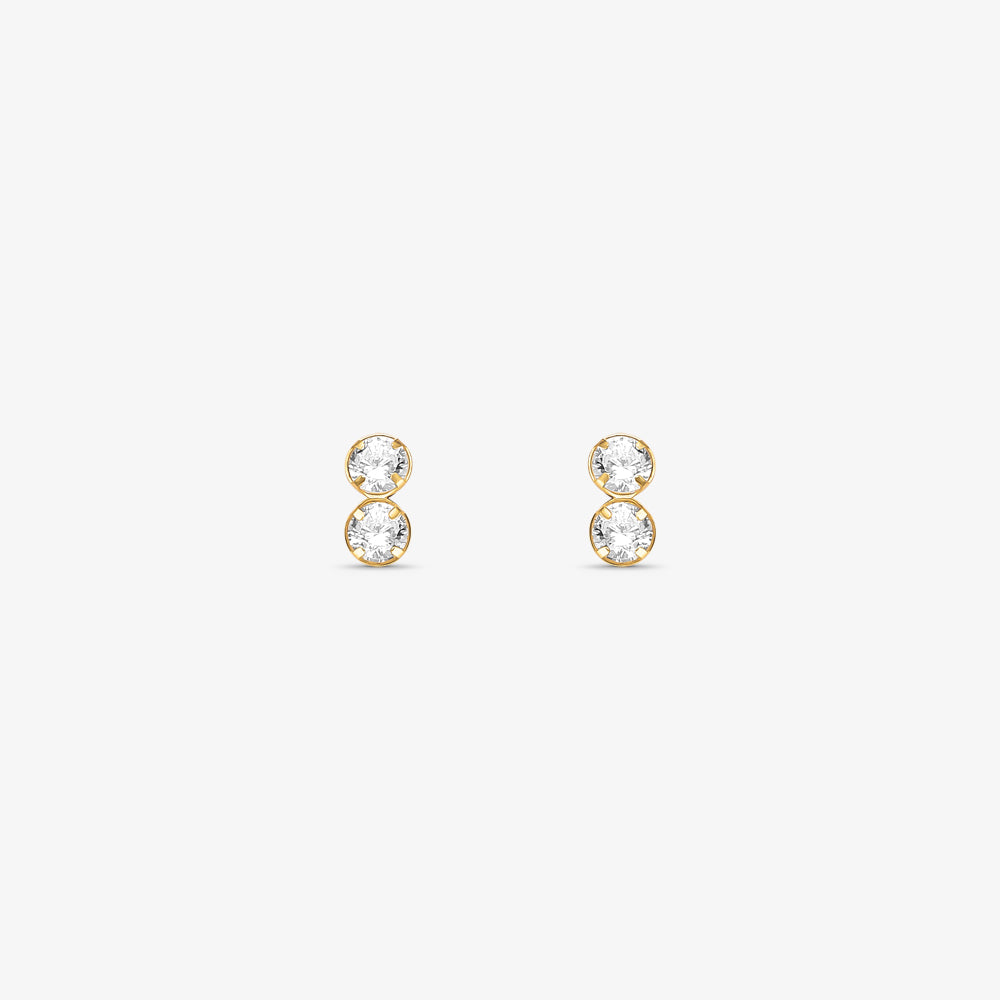 Brinco Baby com Dupla Pedra em Ouro Amarelo 18K