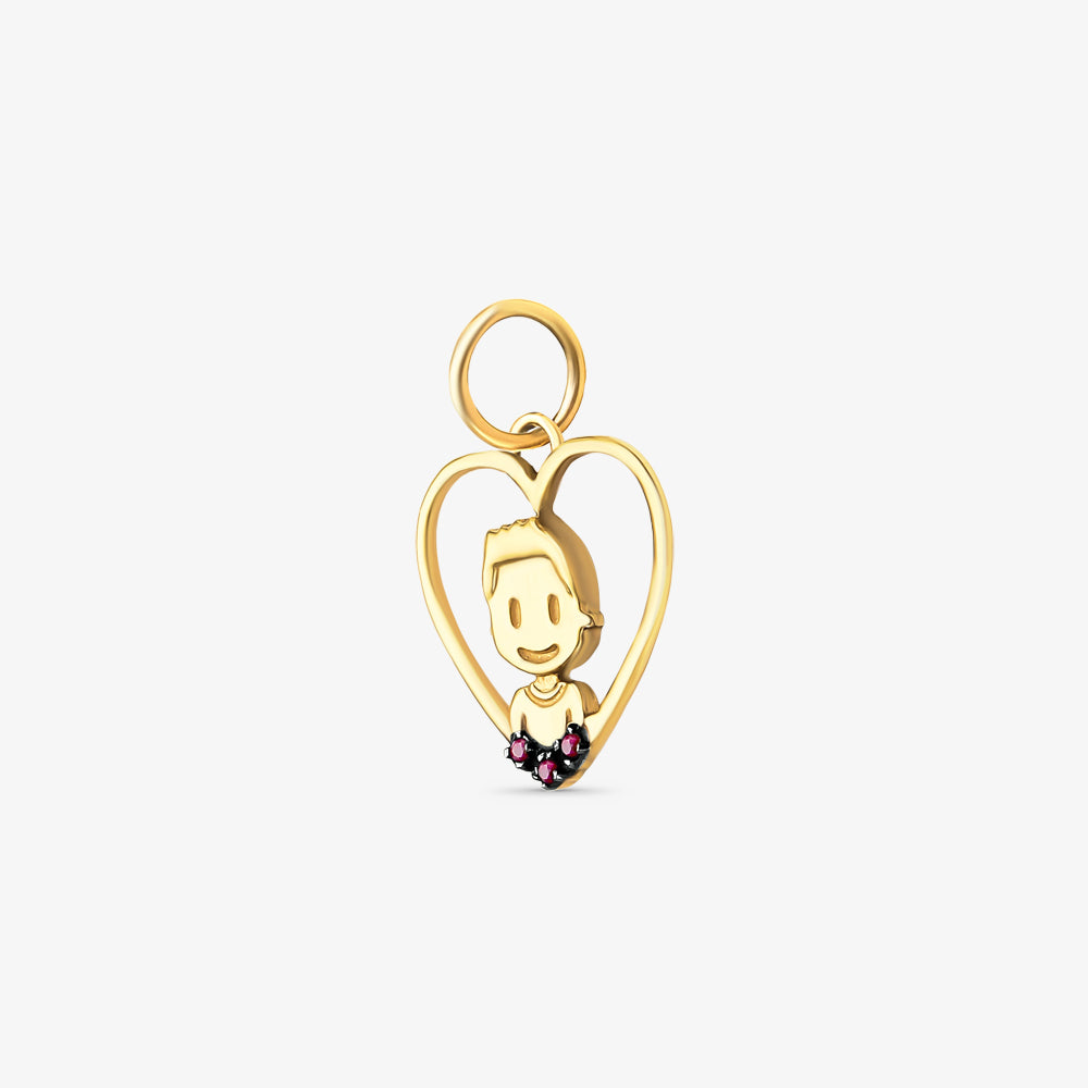Pingente Menino no Coração com Pedras em Ouro Amarelo 18K