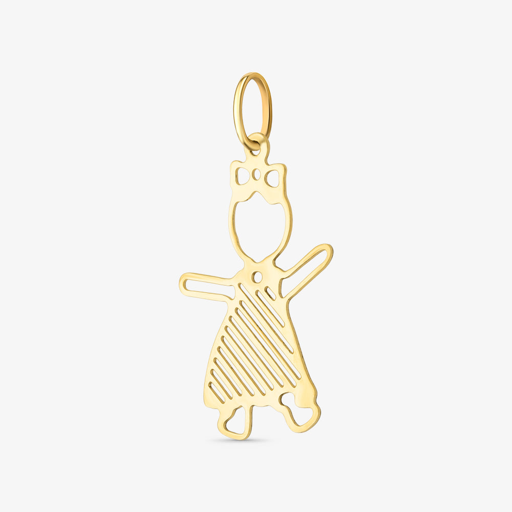 Pingente Menina com Detalhe Laser em Ouro Amarelo 18K