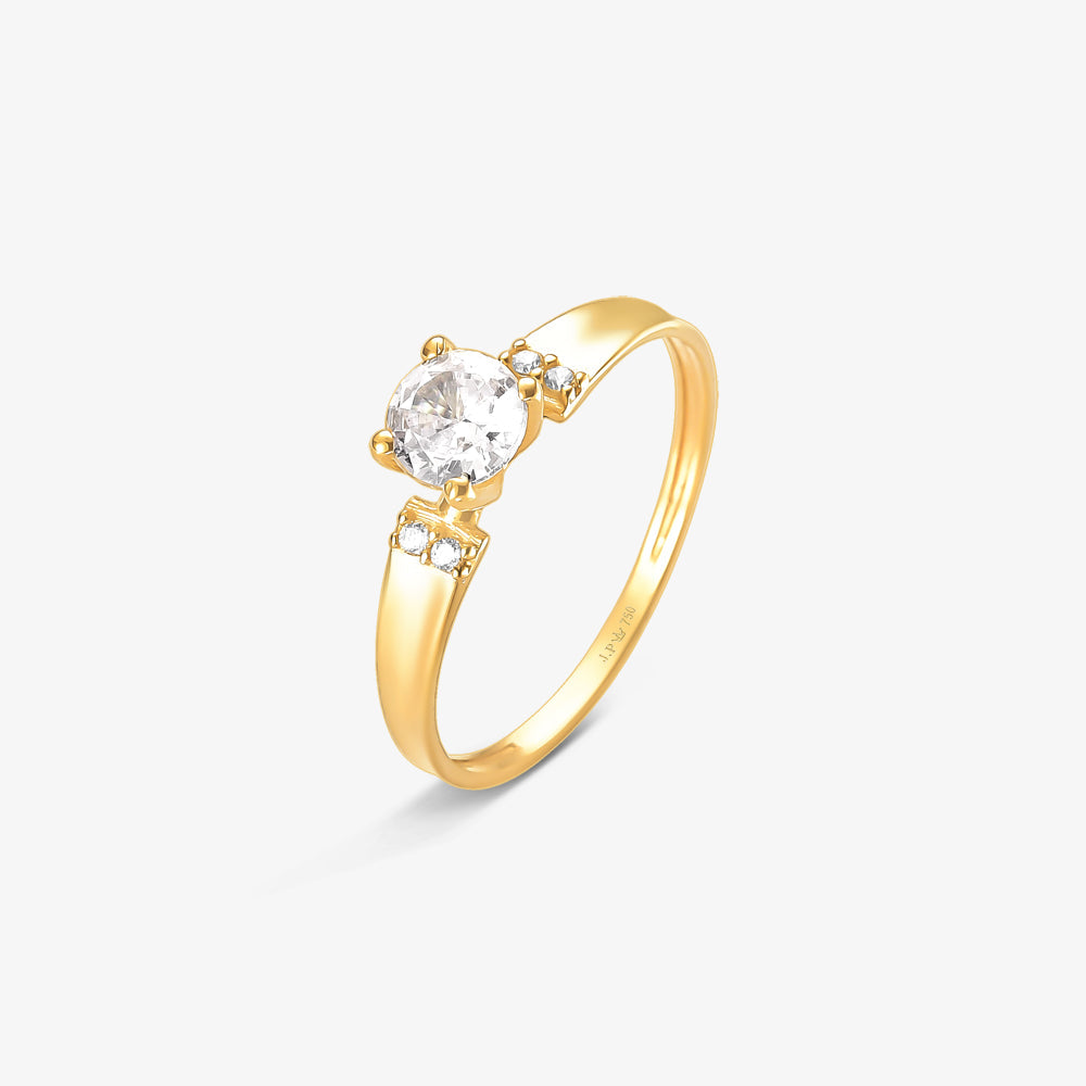 Anel Solitario Lótus 1.40g ouro amarelo 18k750